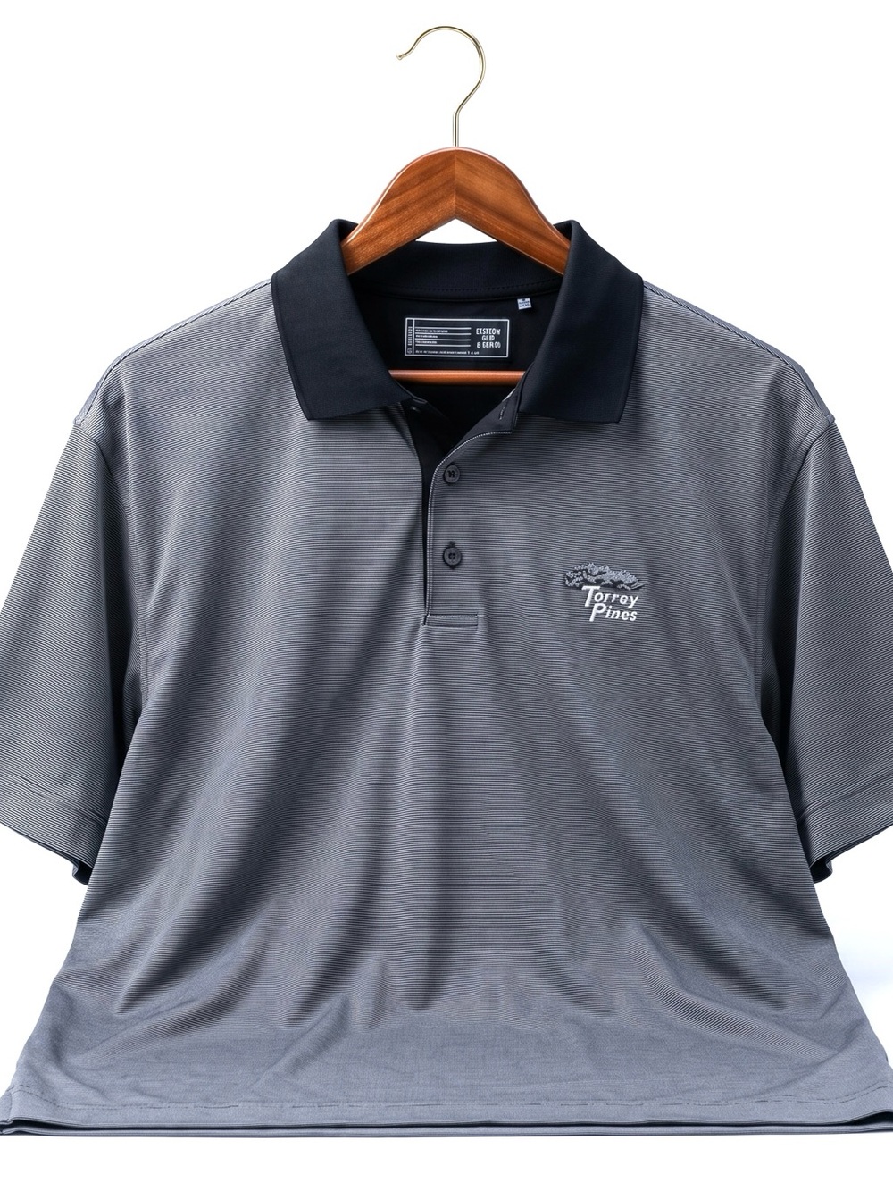 Torrey Pines Cutter & Buck DryTec Stripe Golf Polo Black Contrast Collar